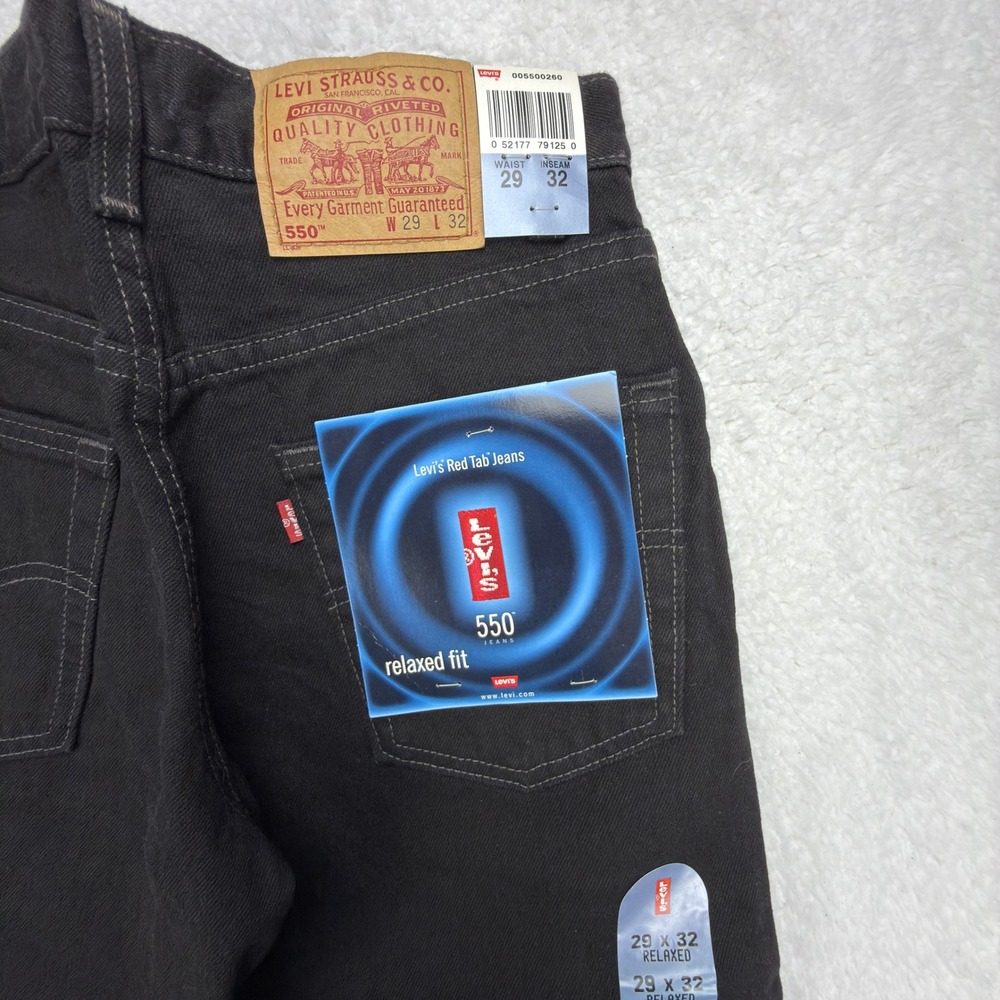 Levis 550 Relaxed Fit Denim Jeans‎ Mens 29x32 Black NWT NOS